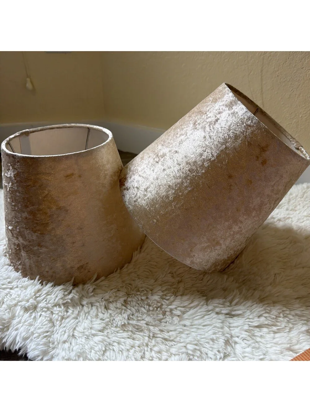 Crushed 2-Pack Velvet Drum Lampshade Soft Touch Fabric Table Floor Ceiling Shade